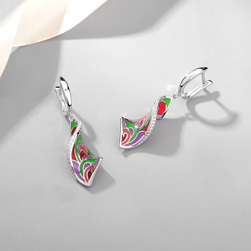 Новые 925 пробы серебряные DIY роскошные как изгиб бар-тип красочные эмалированные