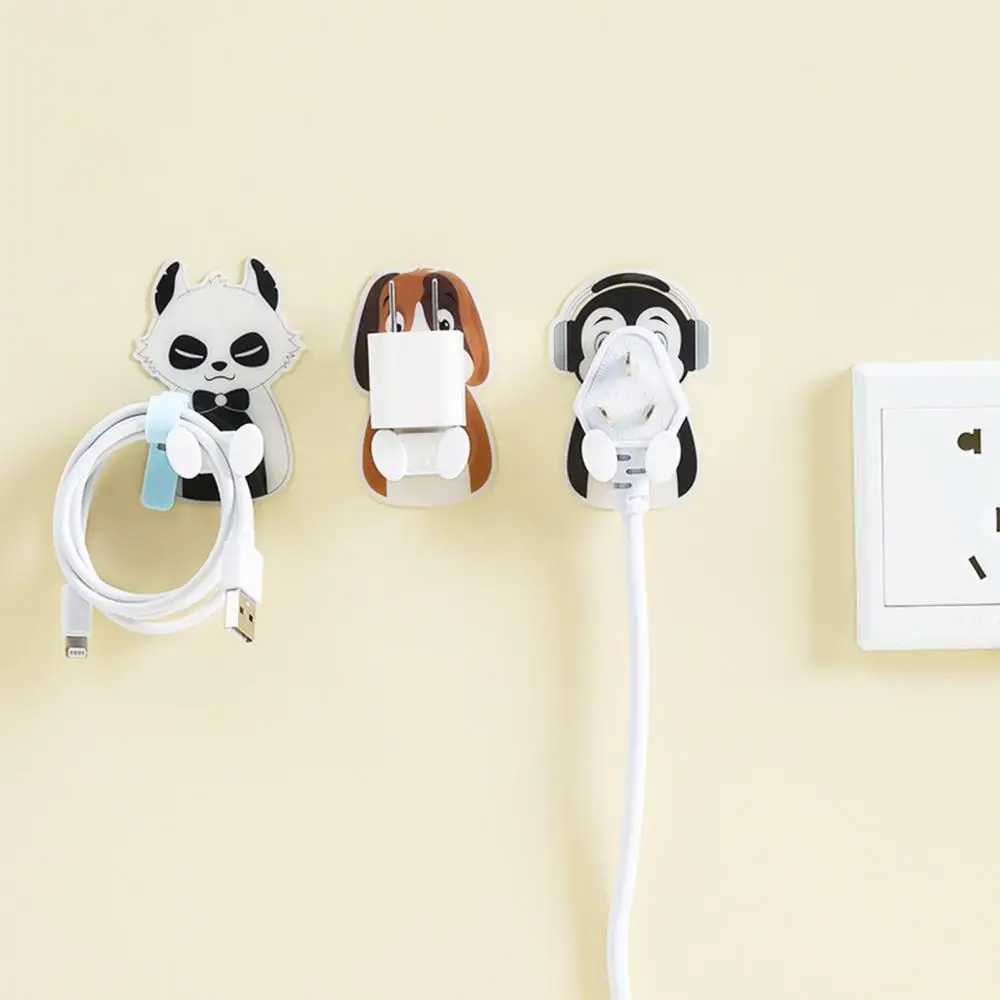 

Power Cord Plug Bracket Wall Mounted Cartoon Animals Adhesive Hook Socket Storage Rack Holder Home organizer