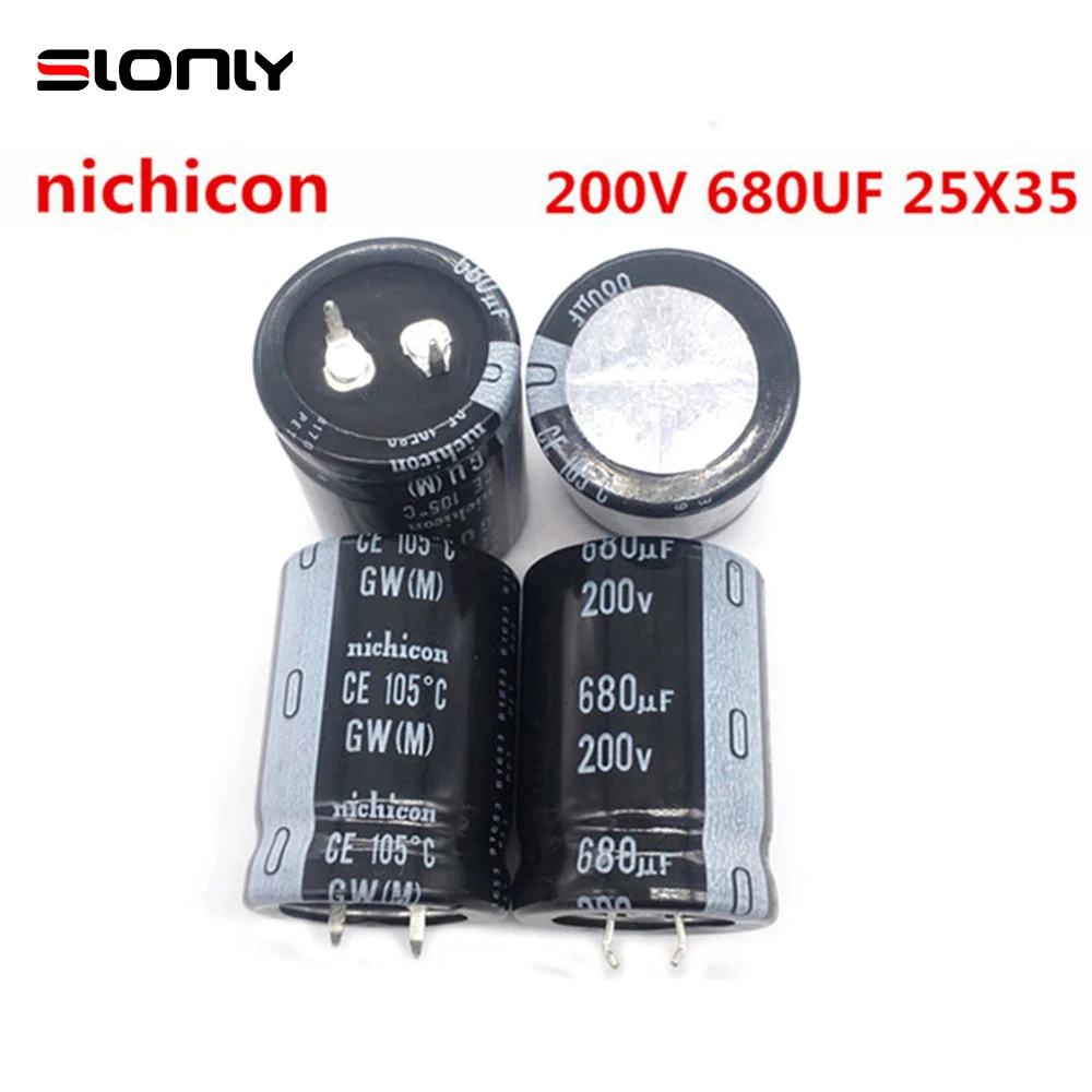 

2pcs-14pcs 25X35mm 200V680UF Nichicon Pitch 10mm 105 ℃ GW Capacitors 680UF 200V 25*35m High Ripple Low Impedance
