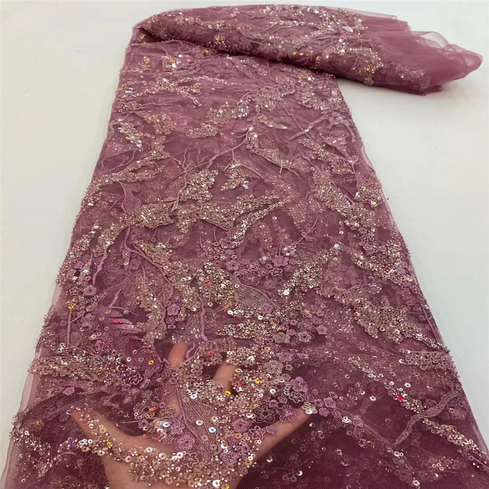 

Нигерийская кружевная ткань ручной работы из бисера 2021 высококачественное кружево африканская кружевная ткань для свадьбы африканский тю...