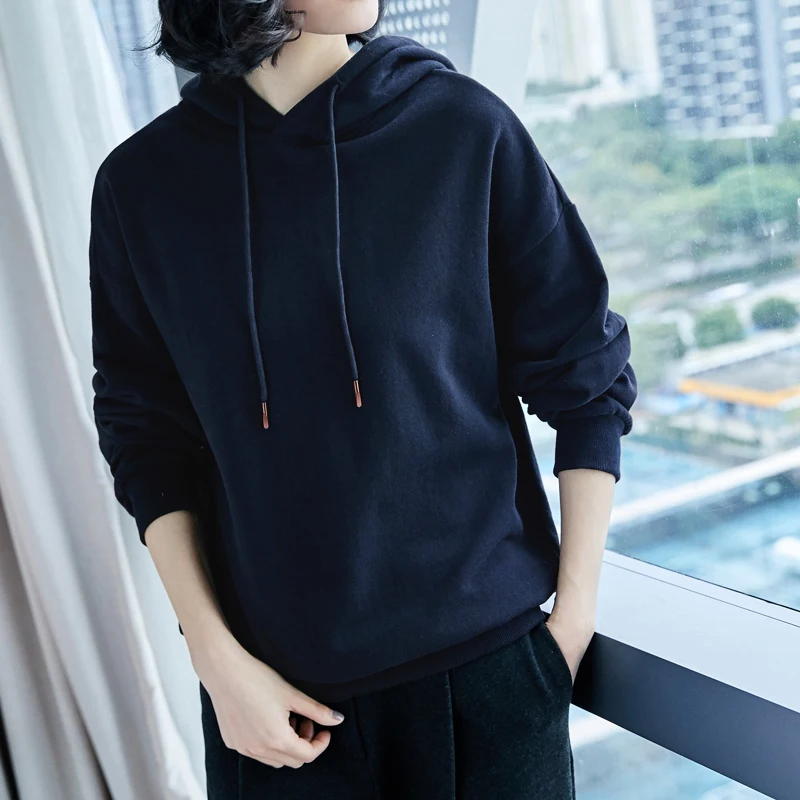 

2021 New velvet Basic Hoodies For Women Leisure Female winter Solid Colour Casual SweatshirtHip Pop Tops