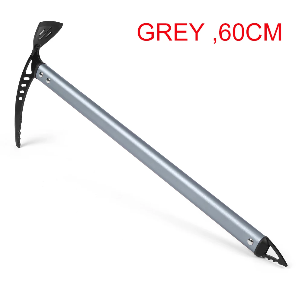 Grey 60cm Ледоруб легкий тактический анодированный алюминиевый дизайн самозадержка для пеших прогулок ледник Снежный топор ручные инструменты Зимний спорт - Цвет: Grey 60cm