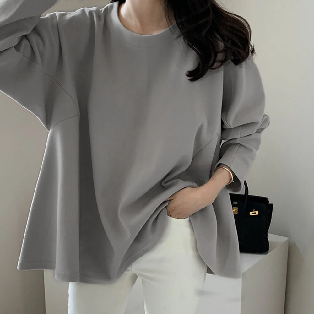 

Round Neck Sweater 2021 Fall New Japanese And Korean Pure Color Casual Top Long Sleeve Loose Pullover Wn*