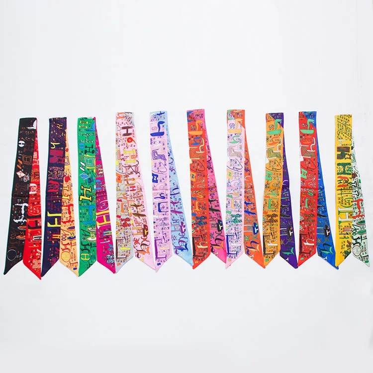 Геометрический шарф 2021 нового образца из натурального шелка с принтом, универсальный для использования в качестве головного убора, предмета для хранения, декоративного аксессуара или ленты для повязки рук.