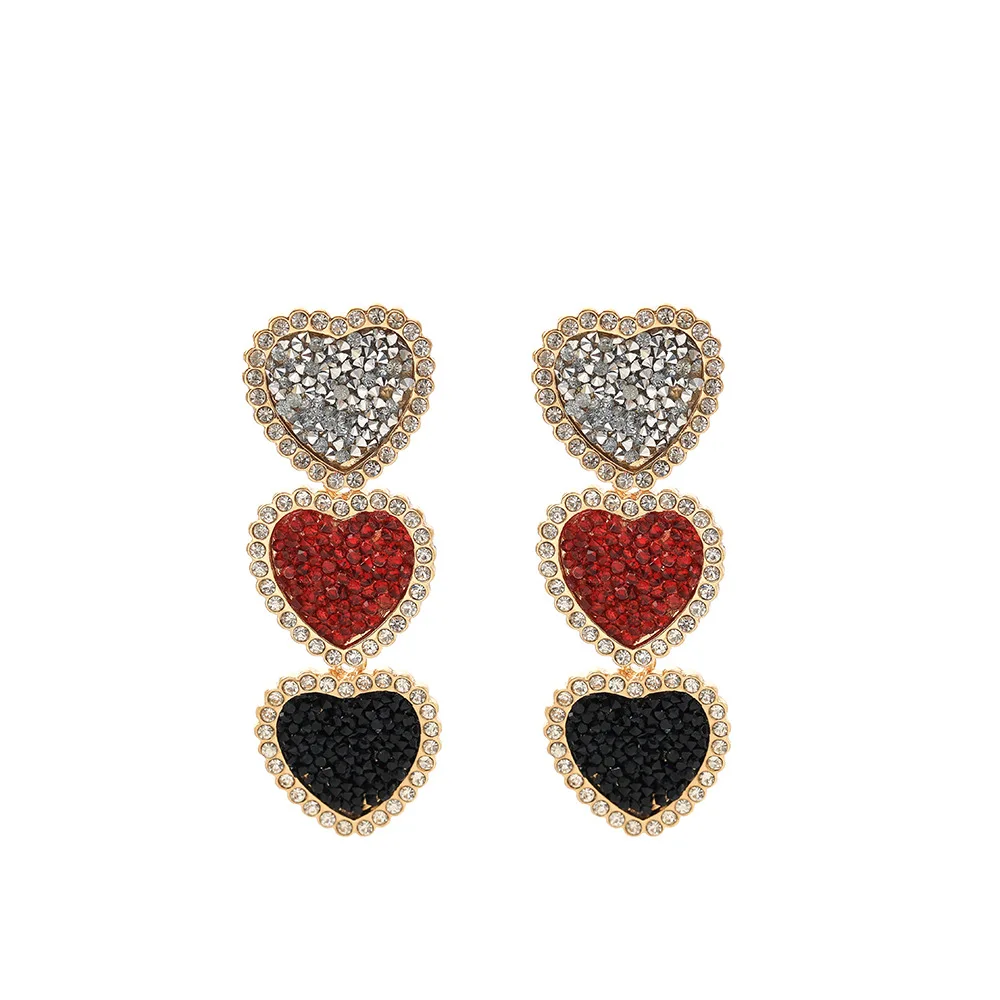 

Ladies Trend New Jewelry Retro Simple Full Diamond Love Earrings Female Earbob Travel Souvenir Gift Accessories