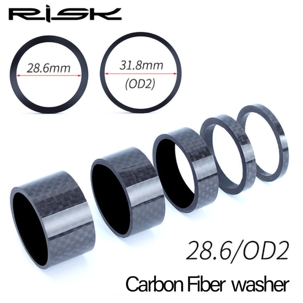 

RISK MTB Road Bike Bicycle Headset Stem Carbon Fiber Washer 1-1/8" 28.6mm Stem Front Fork Adjustment Spacer Bicycle Accessories