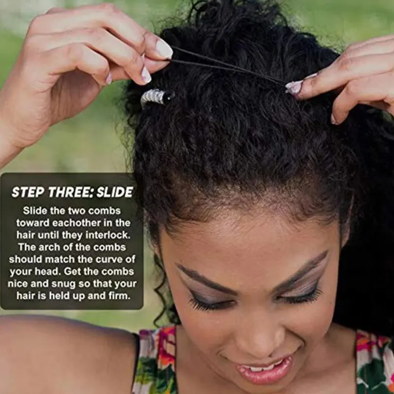 Заколка для волос в форме банана ручной работы двойной гребень Толстые вьющиеся