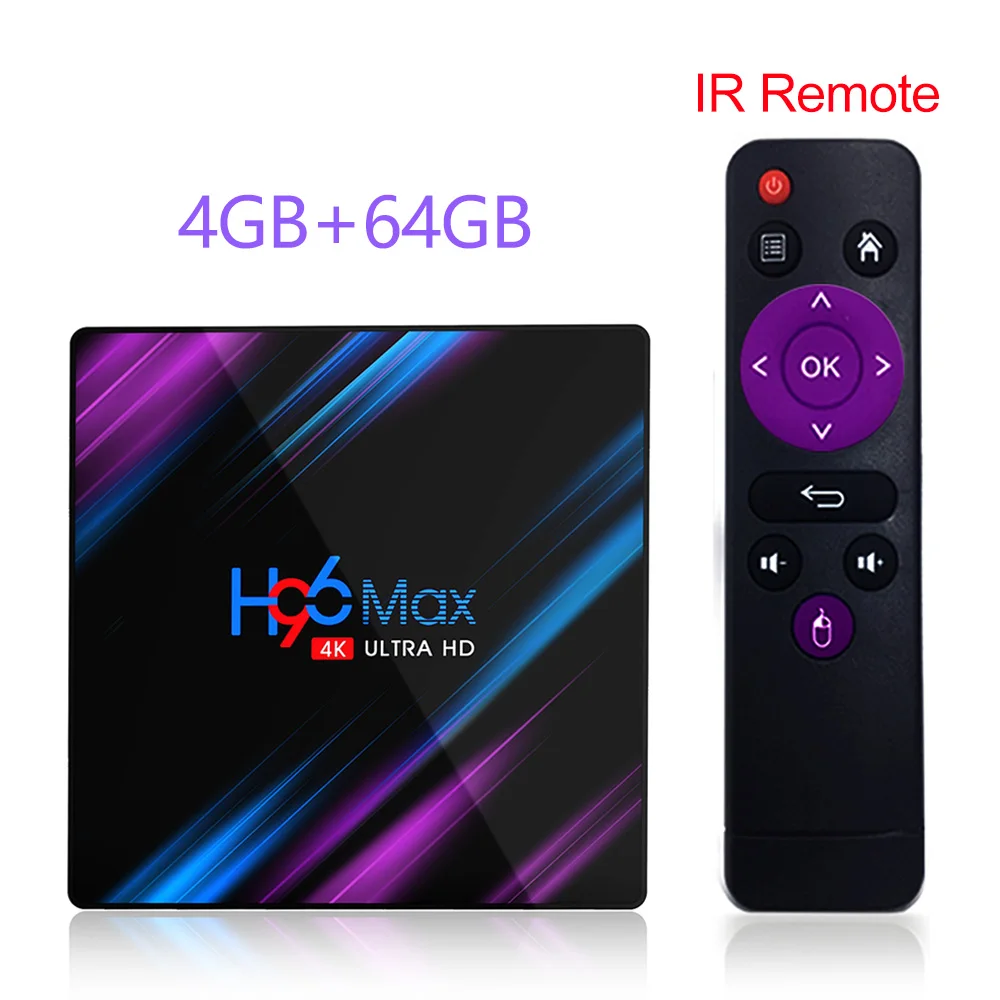 4GB 64GB H96MAX Smart 4K tv Box Android 9,0 4 Гб ОЗУ 64 Гб ПЗУ RK3318 1080p 60fps H96 Max медиаплеер Youtube телеприставка 2G16G - Цвет: 4GB 64GB