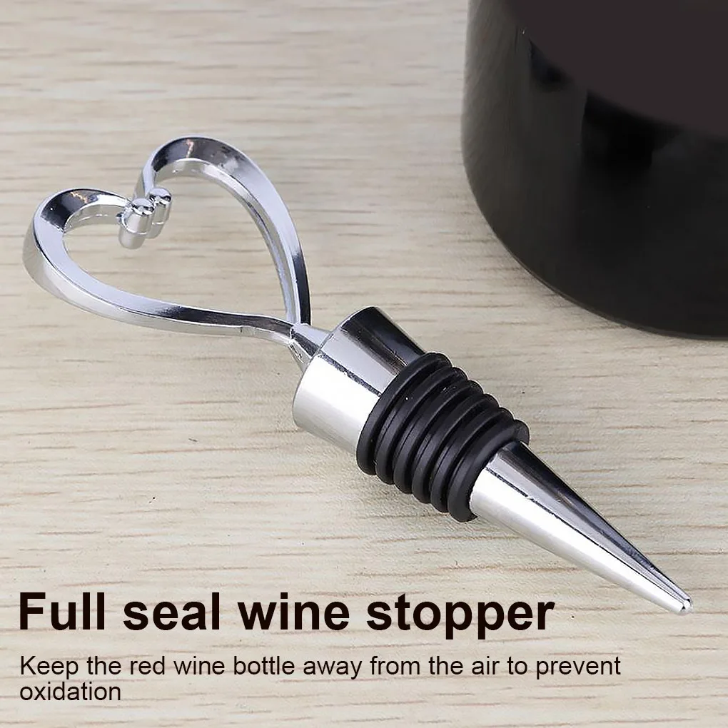 

Heart Shape Wine Bottle Stopper Metal Silicone Wine And Beverage Bottle Stopper Fresh Keeping Cork Sealer Kitchen Bar Tool