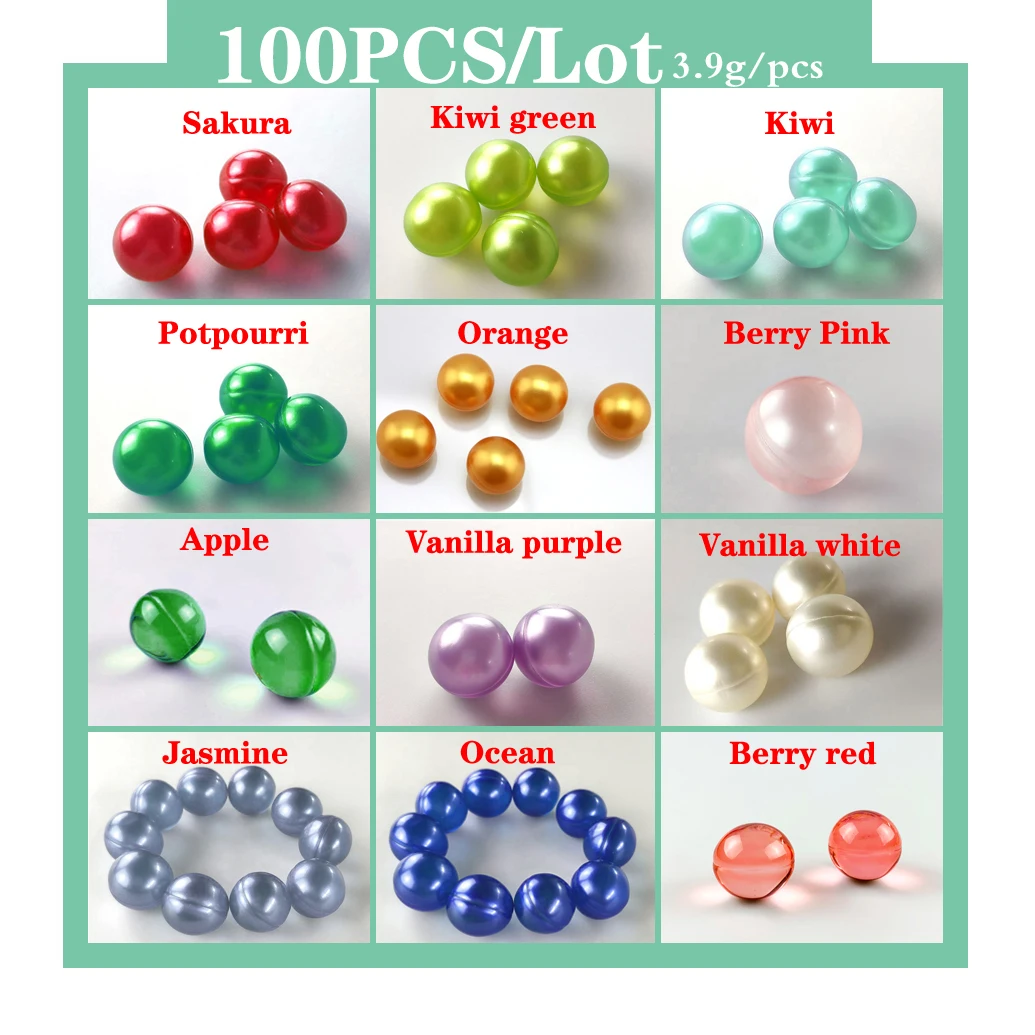 

100PCS Bath oil beads Spa Essential Oil pearl bath bead moisturizing Fragrance Oil prevents skin from drying 2cm 3.9g/pcs