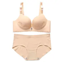 Conjunto de ropa interior Sexy para mujer, sujetador cómodo suave sin aros, transpirable, Push Up, desmontable, con Tirantes ajustables (2)