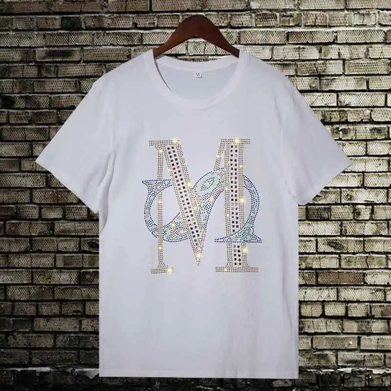 

Large size hot drill men's cotton T-shirt short sleeve fashion brand round neck 100% cotton thin half sleeve