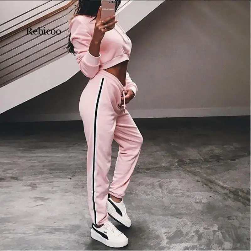 

Ropa Deportiva Mujer Fall Clothes Hooded Two Piece Set Crop Top And Pants Tracksuit Women Suit Jogging Sport Matching Sets