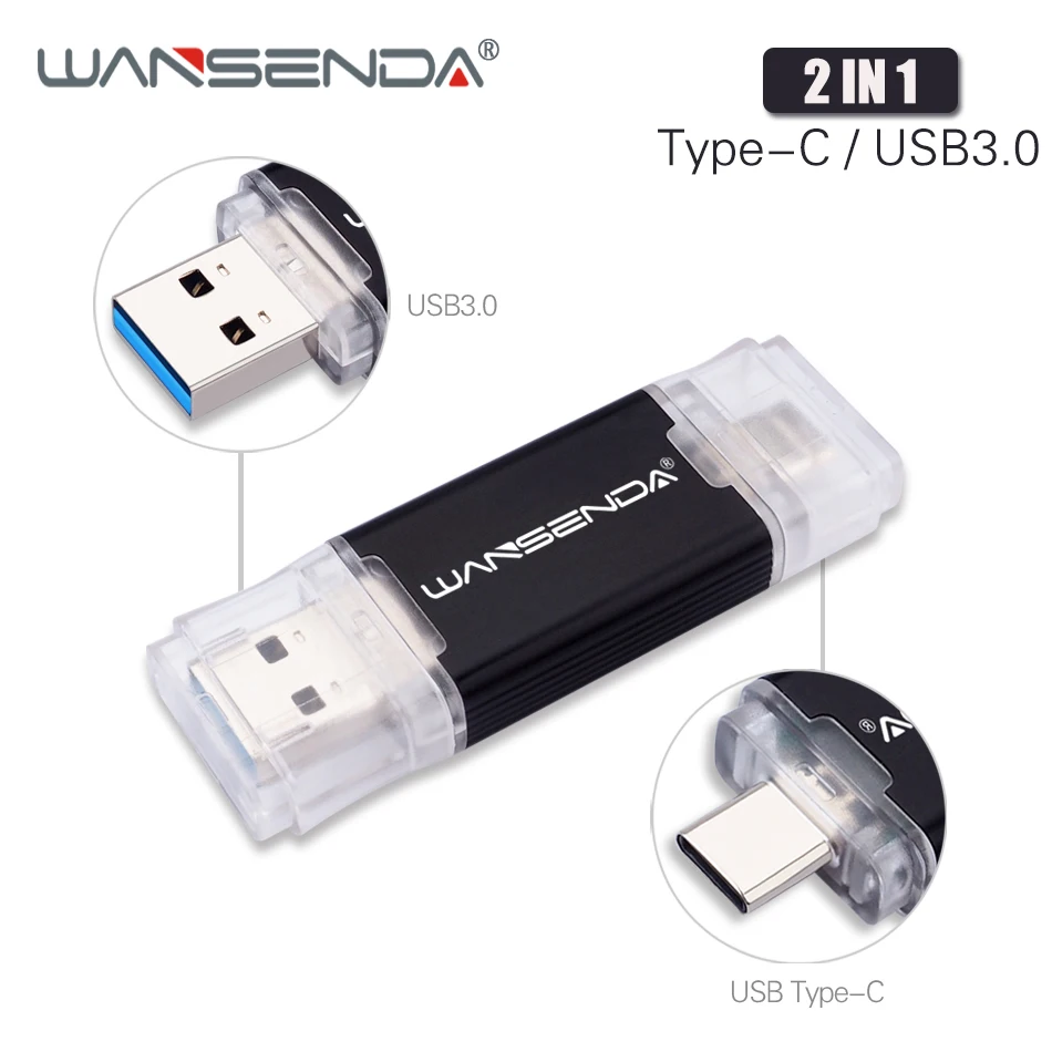 

WANSENDA USB 3,0 USB флеш-накопитель 512 ГБ 256 Гб OTG флеш-накопитель для Type C Android/PC 32 Гб 64 Гб 128 ГБ Флешка 2 в 1 двойная USB палка