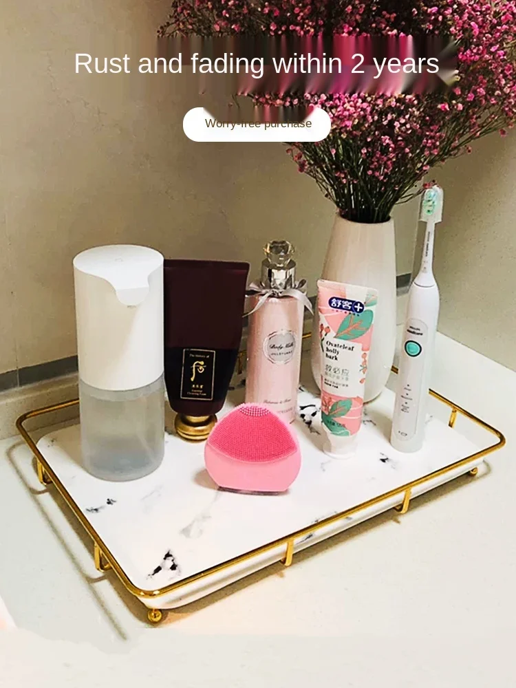 

Toilet bathroom washstand cosmetic box storage rack shelf desktop marble tray
