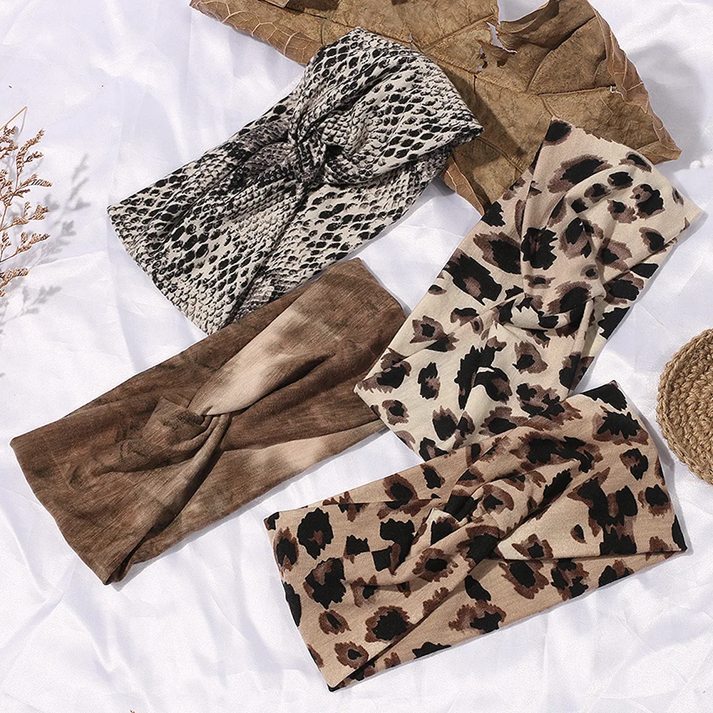 

2021 Fashion Leopard Print Flower Headband Women's Summer Boho Casual Headbands Girls Knotted Hair Band Female Hair Accessories