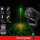 Лазерный сценический прожектор RGB с контроллером, перезаряжаемый по USB диско-светильник для свадьбы, дня рождения, 60 узоров