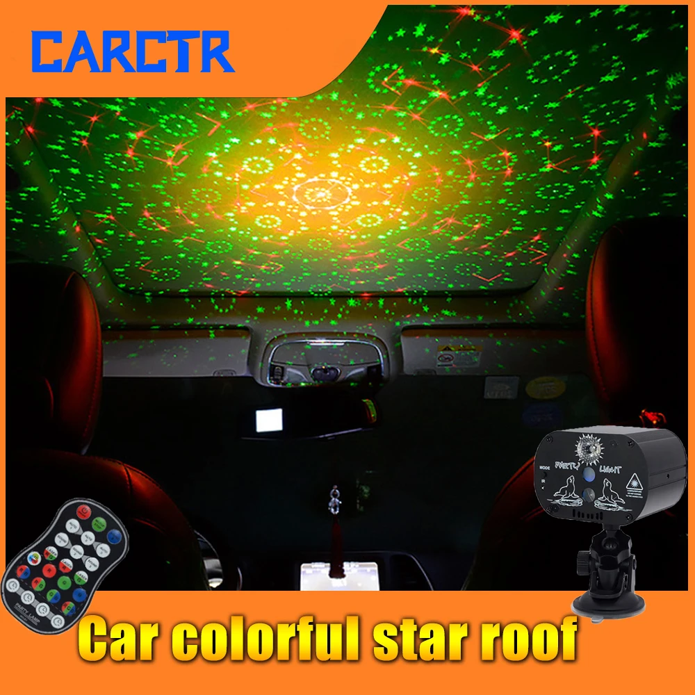 Luz estrellada multimodo para coche, proyección USB decorativa, Control remoto/Sonido, remodelación de coche, luces láser de estrella, lámpara de atmósfera, 1 Juego