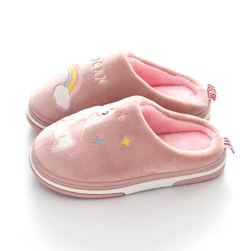 Тапочки с единорогом для детей ясельного возраста мультяшная обувь милые