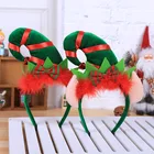 Рождественское креативное украшение для волос, обруч для волос, украшение с красными перьями, головная повязка эльфа, детский подарок аксессуары для волос на Рождество