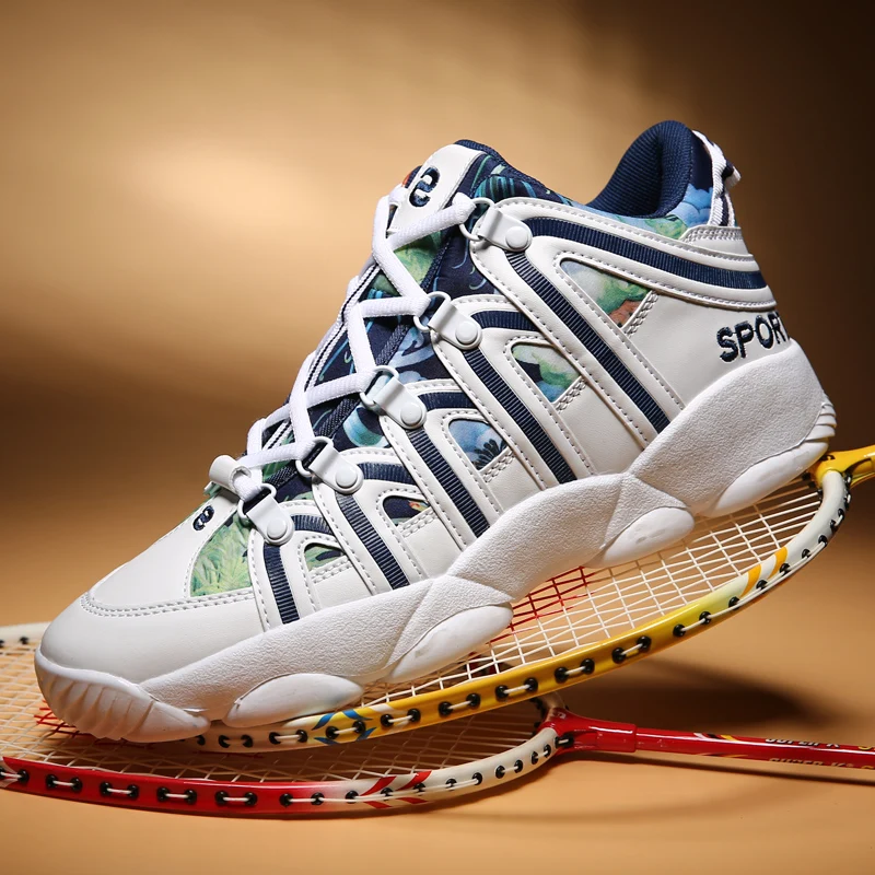 Hot sale Couple High top Sports Shoes Fashion White Graffiti Print Cheap Men Basketball Sneakers Chunky Fitness Sneakers for Men