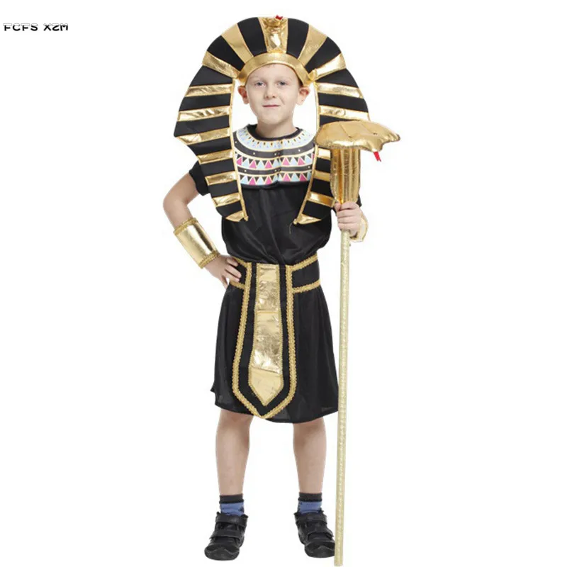 M-XL для мальчиков и детей фараон Египта детские костюмы косплея на Хэллоуин