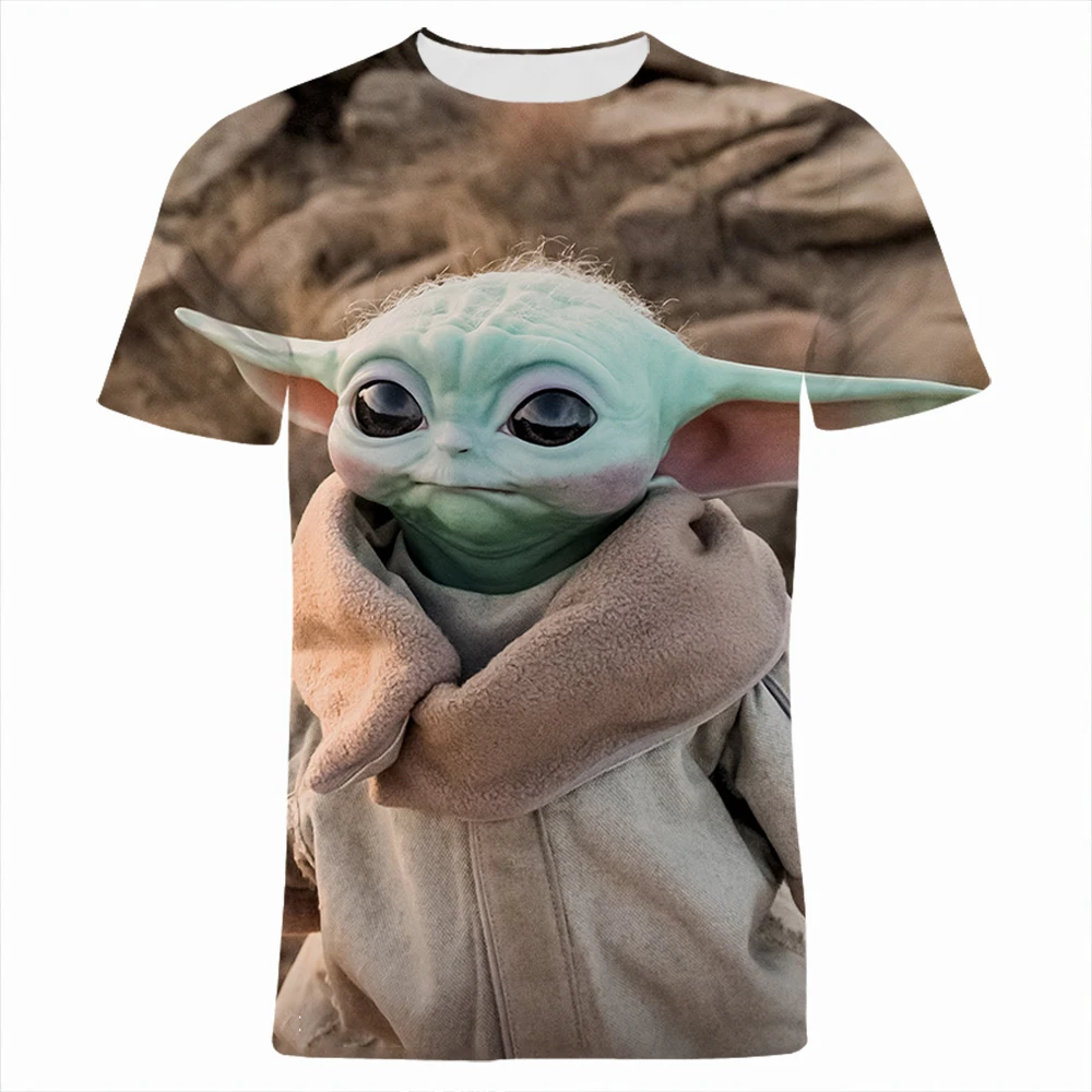 

Short Sleeve T-shirts For Men Cartoon Baby Yoda Marvel 3D Printed Boy Girl Kids T Shirt Summer Fashion Women Tee Tops