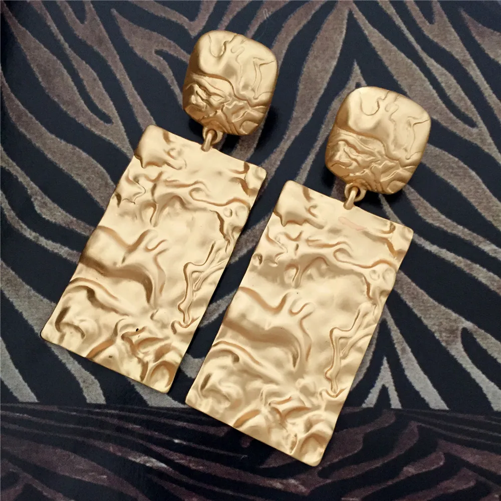 

Gold Silver Color Geometric Square Earrings for Women Female Retro Big Drop Earrings 2021 Trend Fashion Jewelry Gift