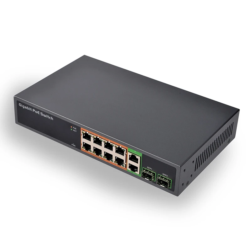 PSE1008GSR 10/100/1000 Мбит/с POE коммутатор 8 портов Poe + 2 Uplink 2SFP 150 Вт сетевой (штепсельная