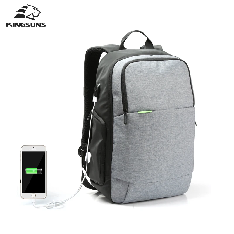 Kingsons KS3143W 15 6 дюймов мужской женский рюкзак для ноутбука внешний USB зарядка