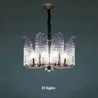 10 lights Современный Стеклянный светодиодный светильник-люстра с павлином, металлический подвесной светильник для гостиной, подвесной светильник для столовой - Цвет абажура: 10 lights