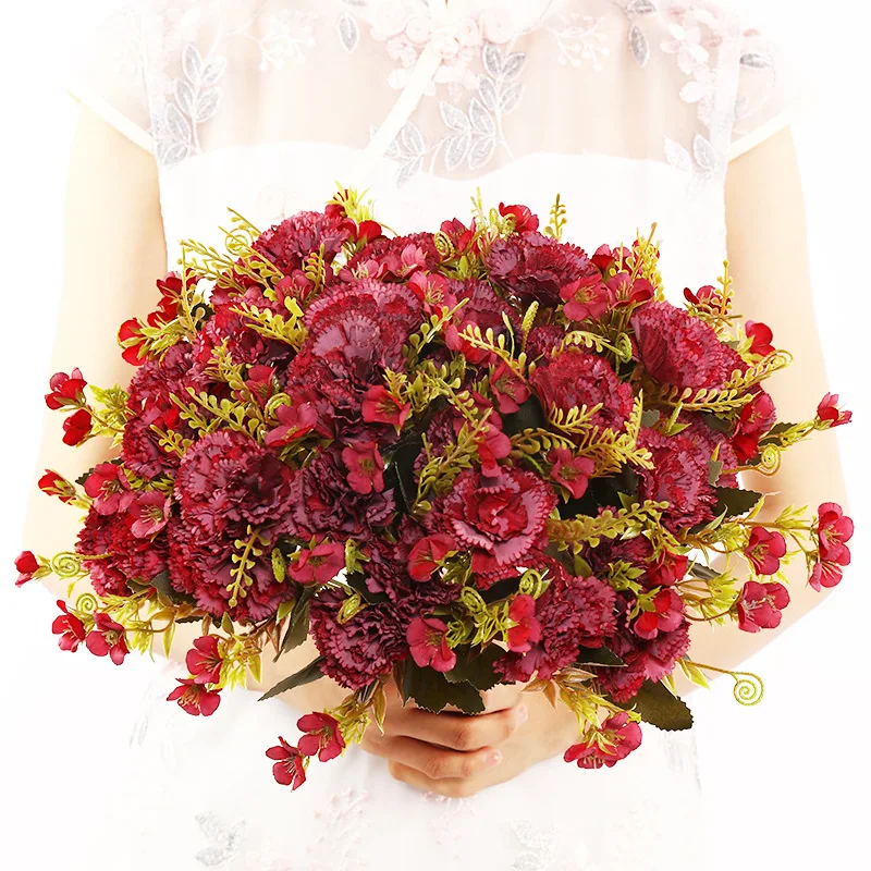 

5pcs DIY New Simulation Carnation Silk Flower Home Gift Box Birthday Flower Wreath Material Silk Flower