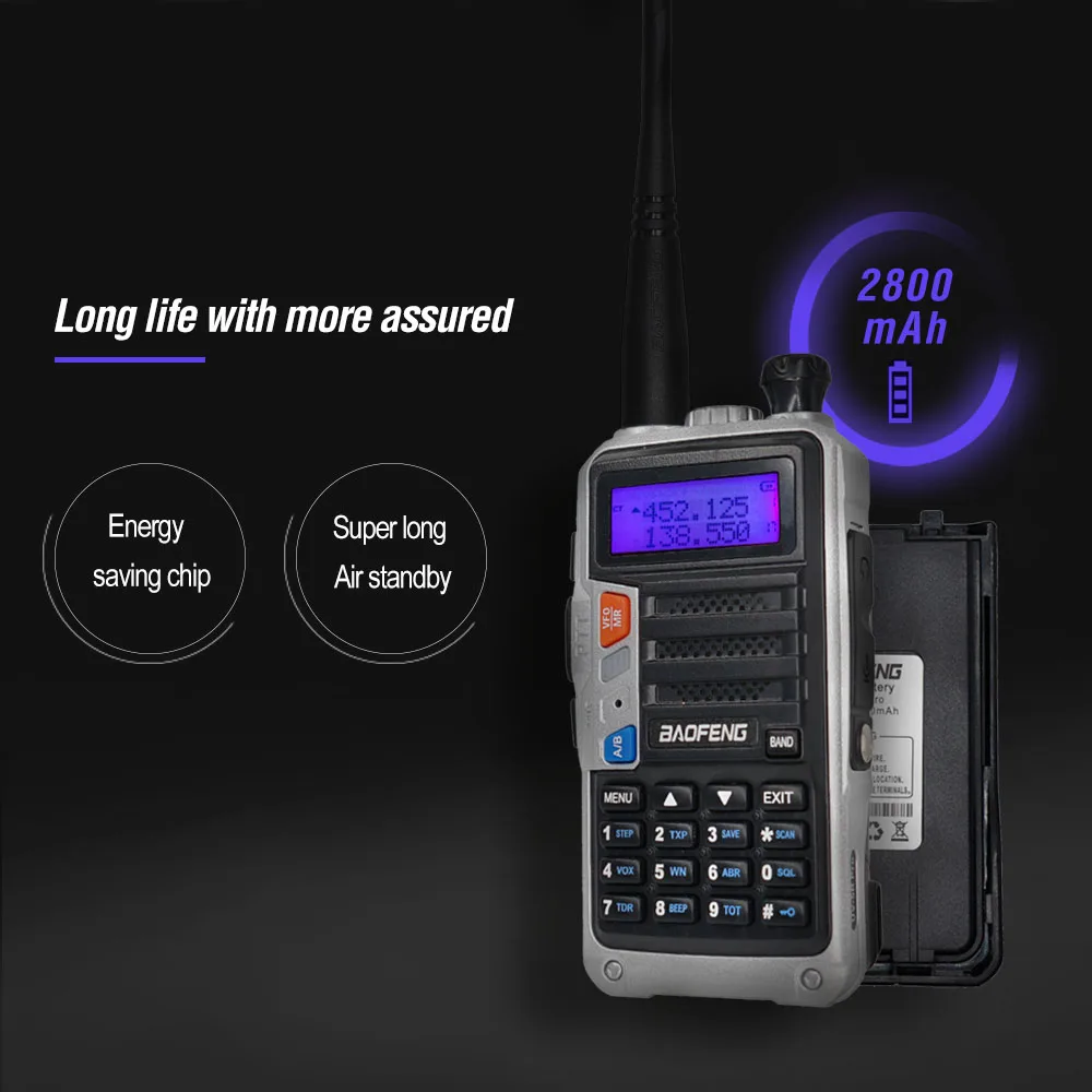 Рация Baofeng UV 5R Pro трехдиапазонная портативная с зарядным устройством USB 8 Вт 2 шт. |