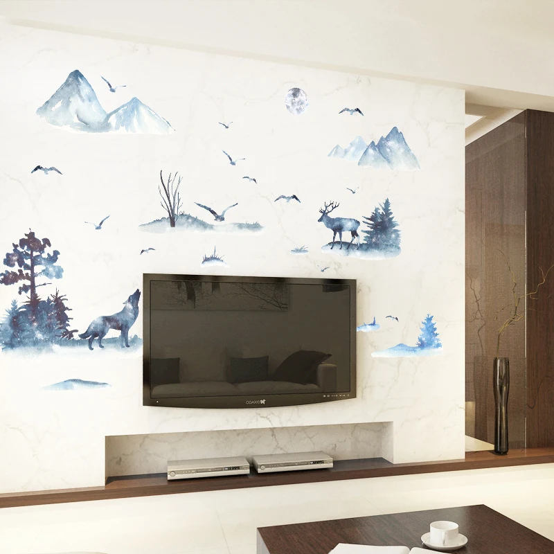 

Nordic Style elk Wallpaper living room sofa TV background wall decoration PVC wall stickers