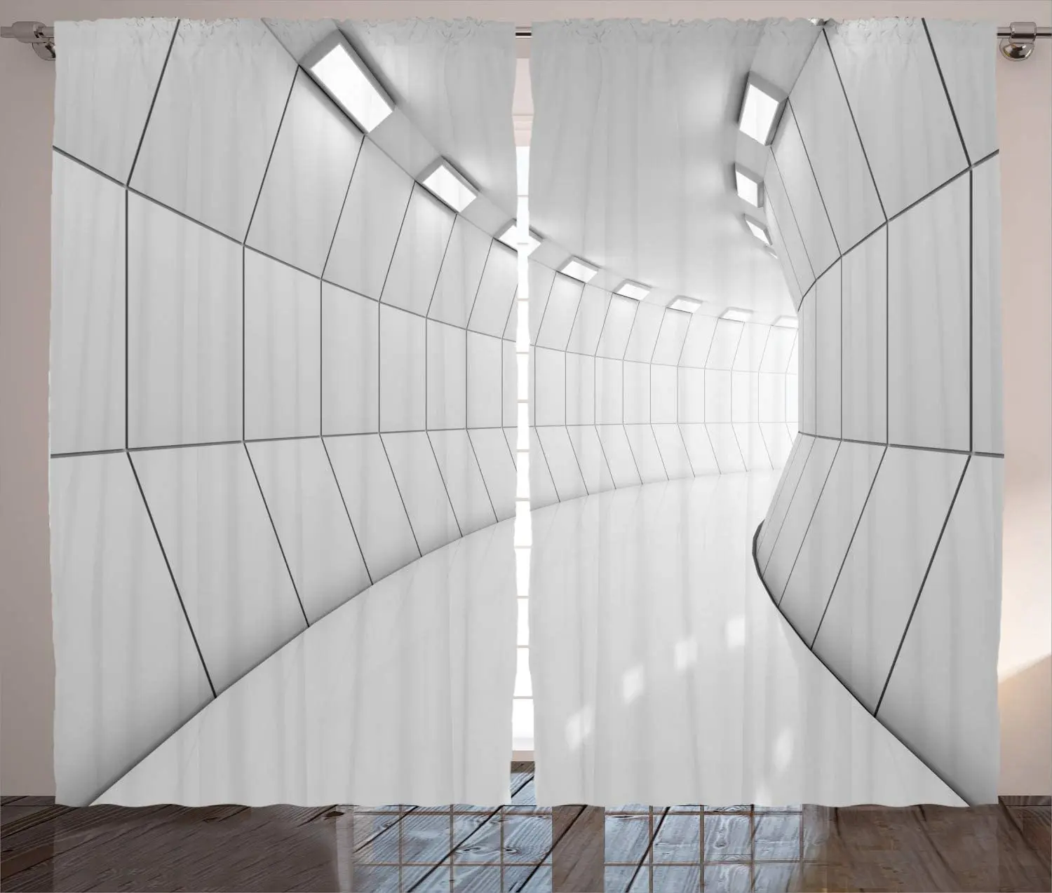 Современные занавески Современная иллюстрация длинный коридор геометрический