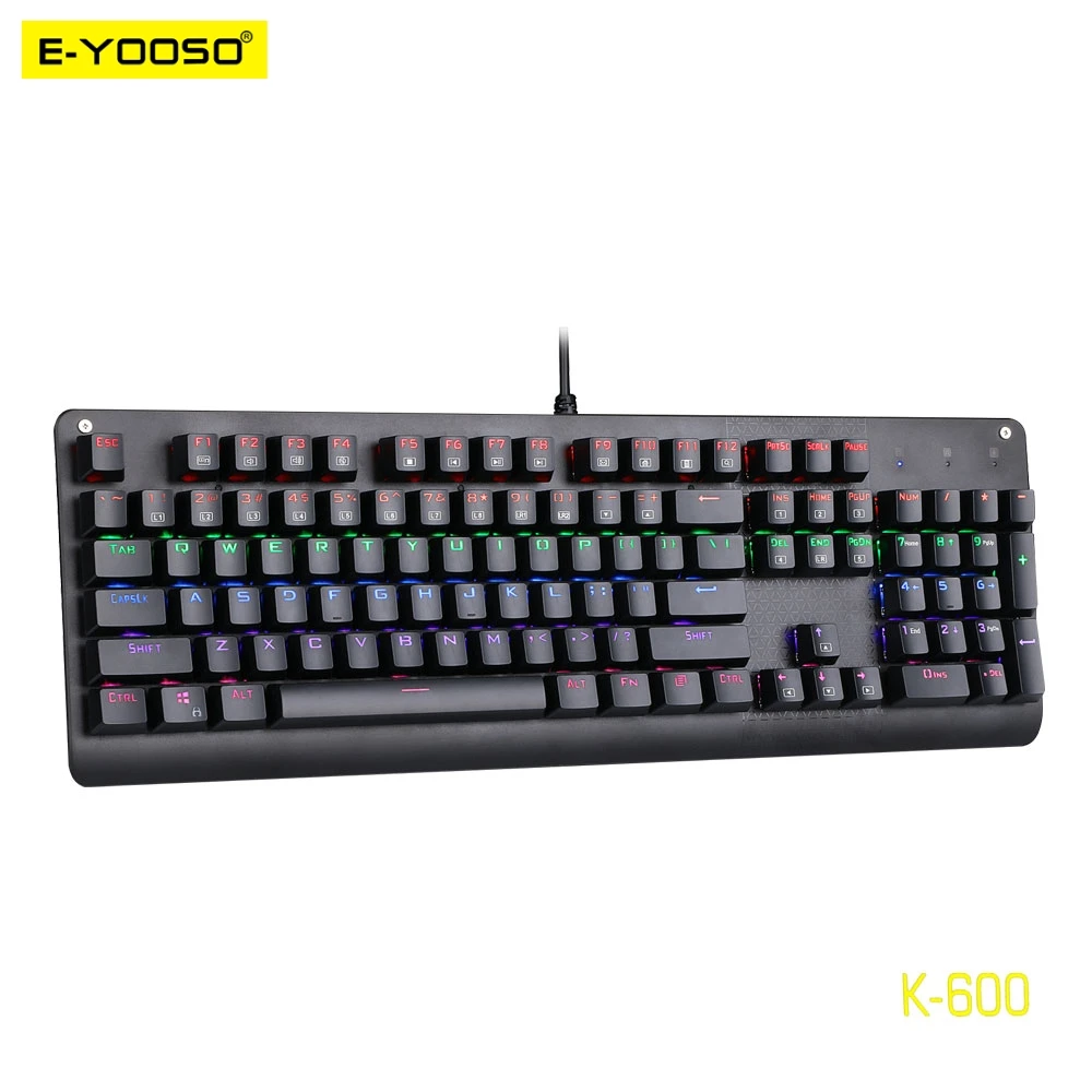 

E-YOOSO K600 радуга круглая Гальваническая keycap USB Механическая игровая клавиатура синий переключатель 104Key с подсветкой геймер для компьютера ПК