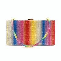 chaliwini rainbow rhinestone purses and handbags luxury designer women crystal clutch evening bags