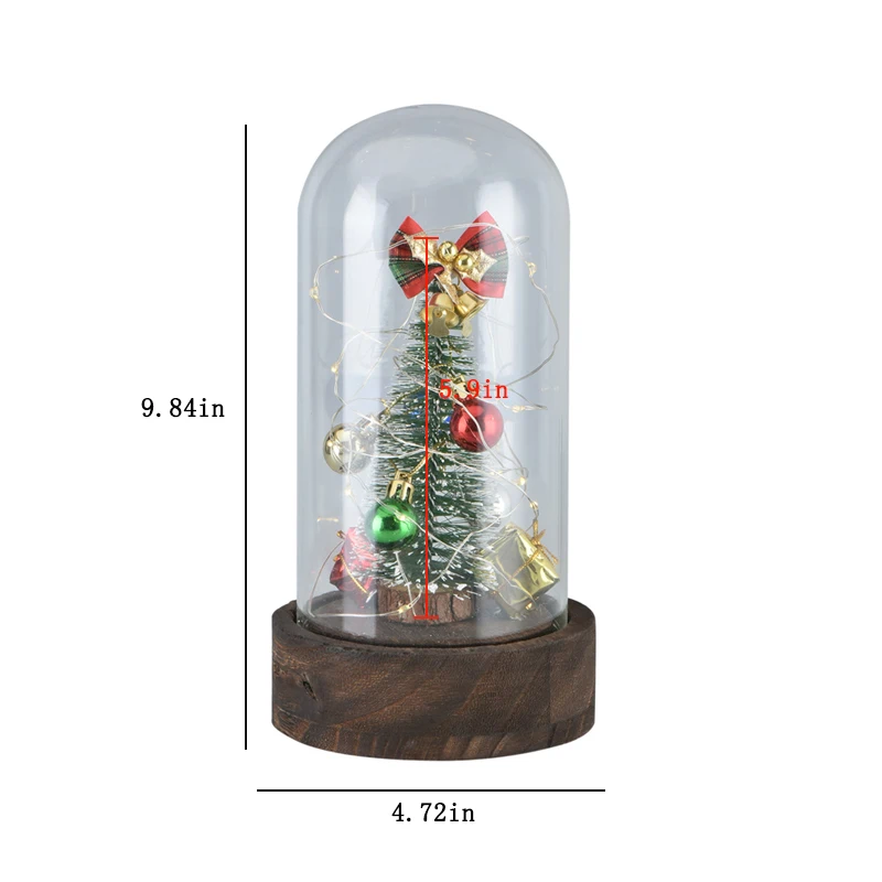 Искусственное украшение Рождественская елка в стеклянном куполе светодиодный