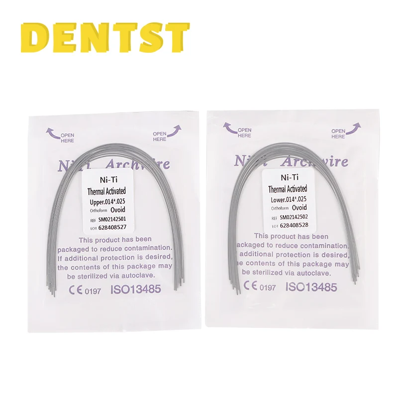 

Dental Orthodontic Thermal Active NITi Archwire Mounted Braces Round Ovoid Square Natural odontologia 50pcsUpper+50pcsLower