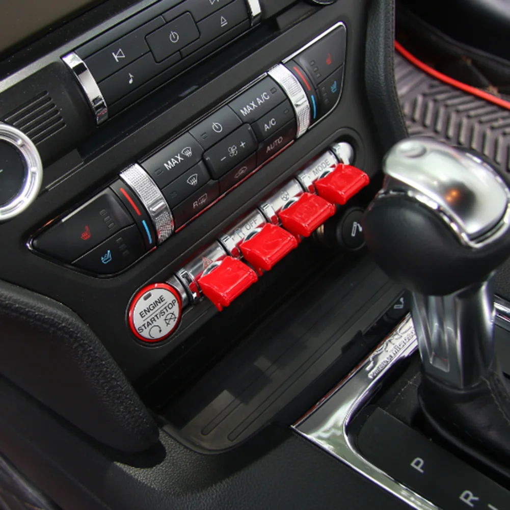 

Centrally Navigation Aircraft Start Stop Button Cover Trim Red For Ford Mustang 2015+ Interior Moulding Stickers New