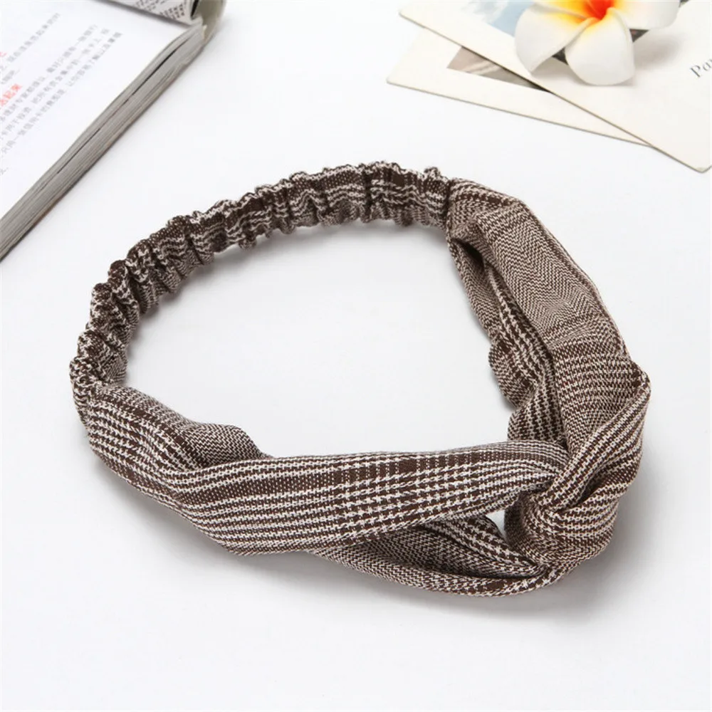 Повязка для волос женская с перехлёстом хлопковая эластичная мягкая лента узлом