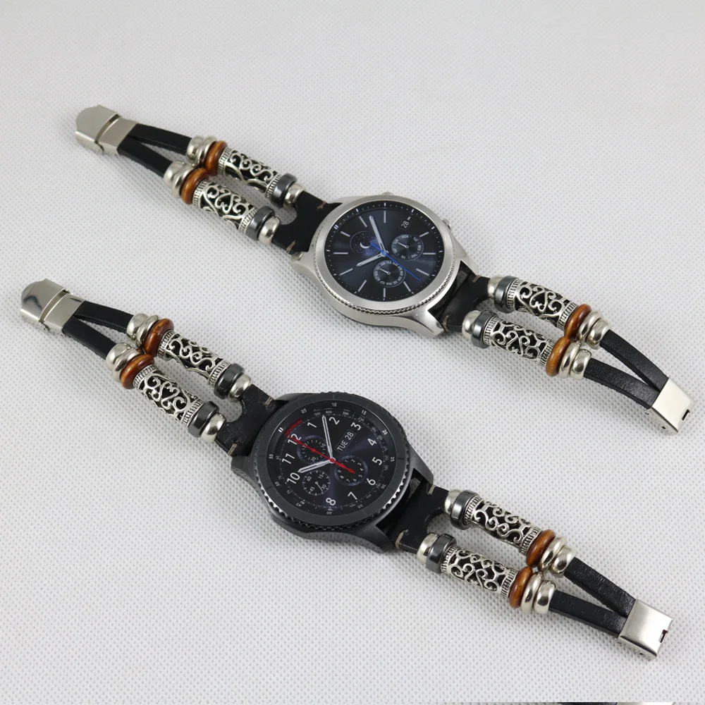 Ремешок из натуральной кожи для samsung gear S3 Frontier Classic Galaxy Watch 46 мм Замена винтажный браслет 22 мм ремешок для часов