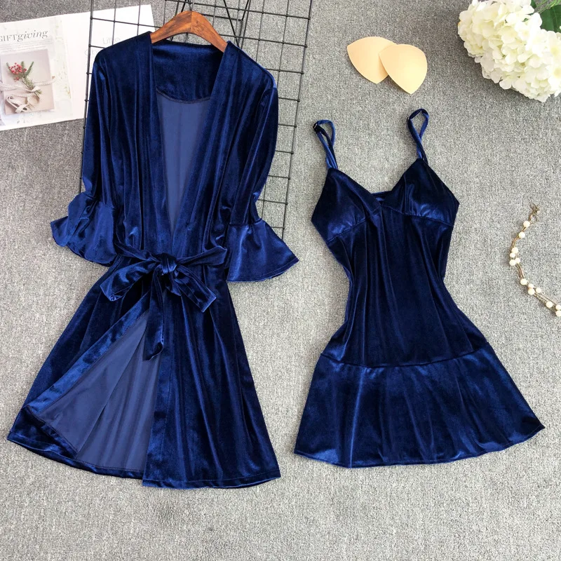 dark blue Пижама женская пижамы домашняя одежда женская пижама пижамы женские Пижама женская женские пижамы шелковая пижама бархатная пижама атласная пижама - Цвет: dark blue