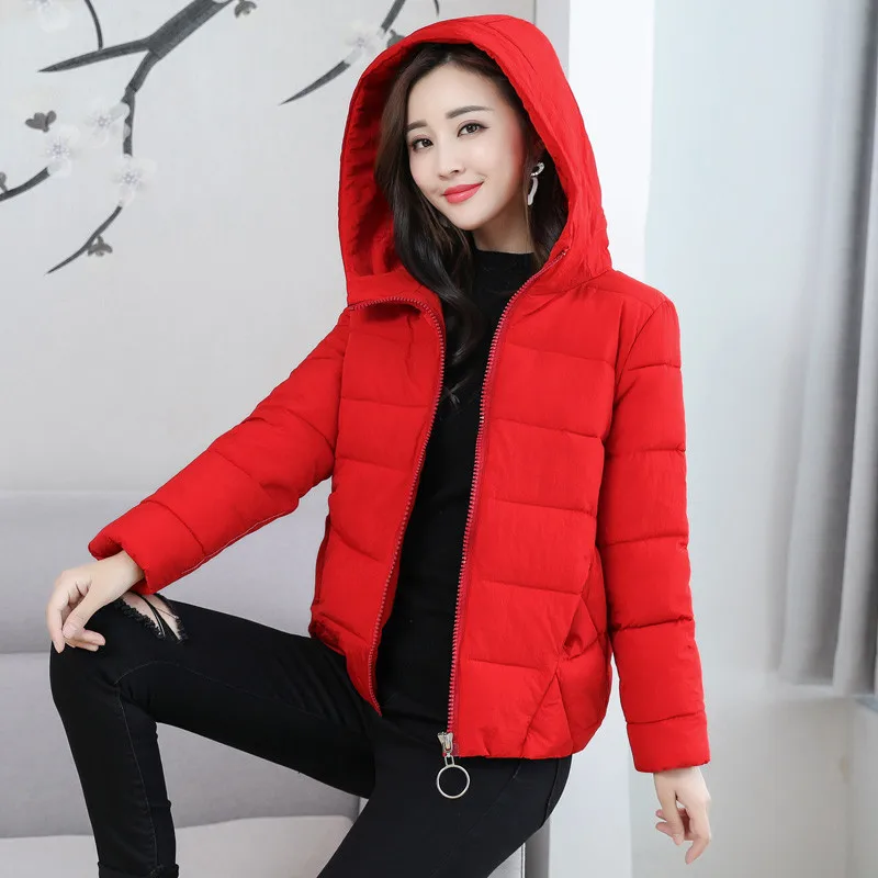 Женская пуховая куртка с капюшоном Повседневная утепленная хлопковая большого