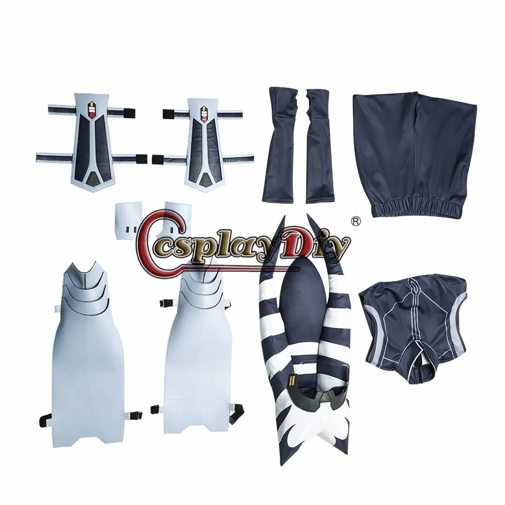 

Cosplaydiy Star The Clone season 7 Ahsoka Tano Cosplay Costume Halloween Superhero Outfit Fancy Hat Party Suit