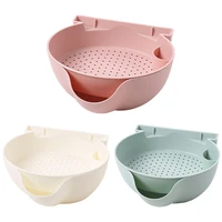 plastic lazy snack bowl dish double layer fruit drain basket vegetable washing strainer with phone holder organizer