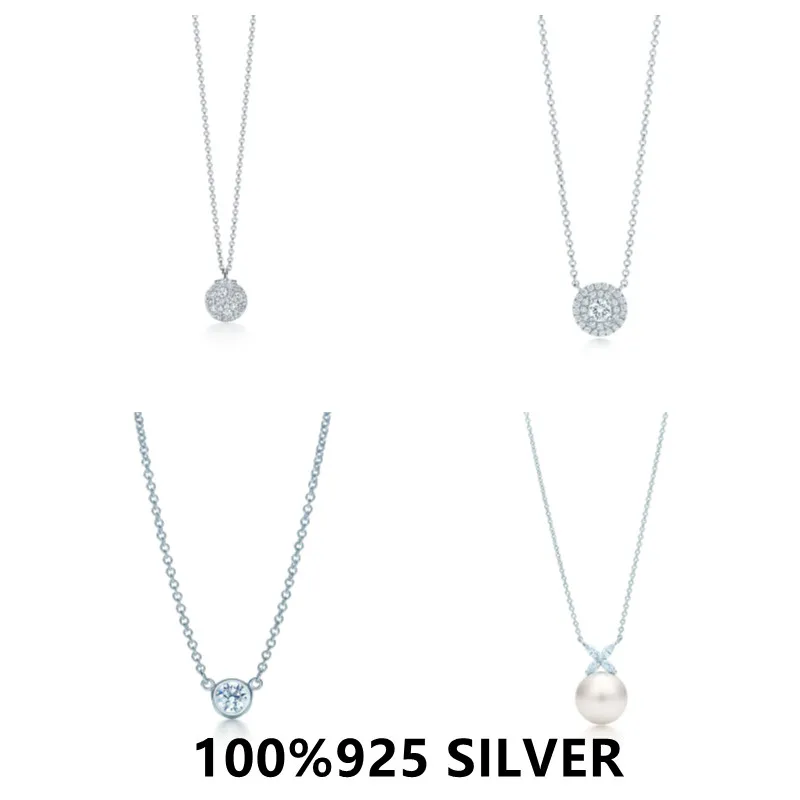 

Женское ожерелье из серебра 925 пробы с жемчужинами, изысканная двухслойная подвеска на цепочке до ключиц, ювелирные изделия для свадебной в...