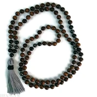 8mm 108 sandalwood obsidian hematite gemstone mala necklace buddhism pray energy lucky spirituality chakas cuff meditation yoga
