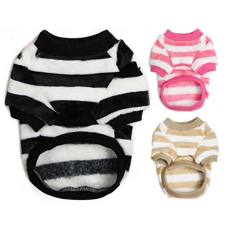 

Pet Dog Striped Clothes Winter Warm Pet Clothes Fleece Pet Clothing For Small Dogs French Bulldog Puppy Pullover Pet Outfits