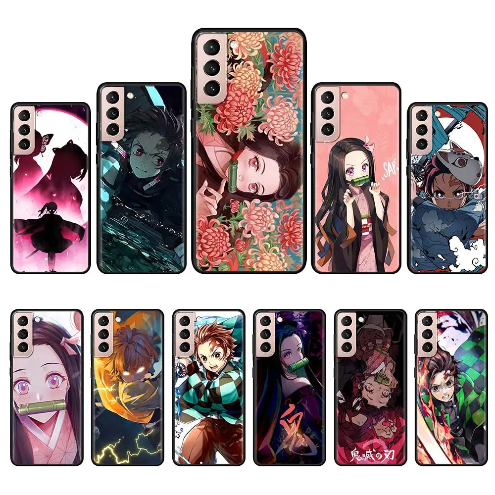 

Anime Demon Slayer Cases for Samsung S20 S21 S10 S8 S9 Plus S21 S20 Ultra S10 S10e S20 FE Black Soft Silicone Couqe Caso Capa